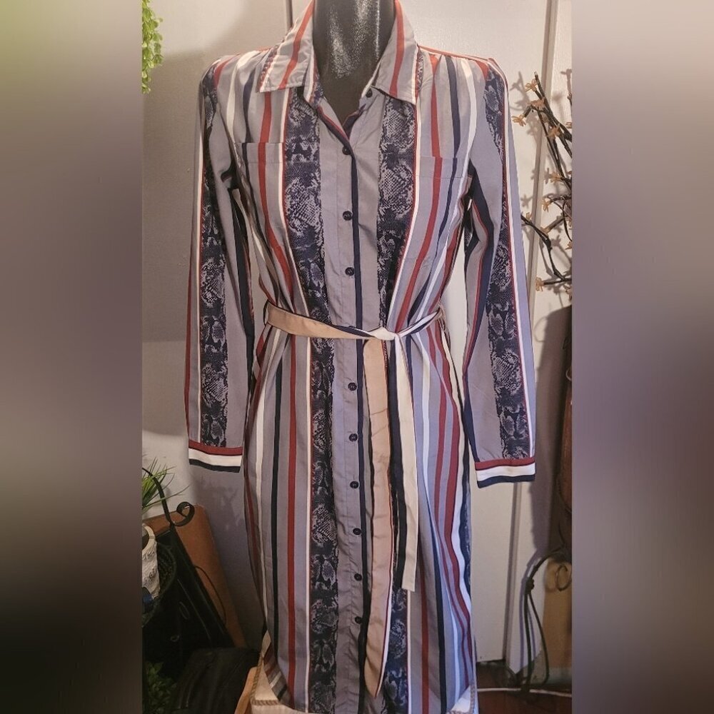 Japna multi colored striped shirt dress S